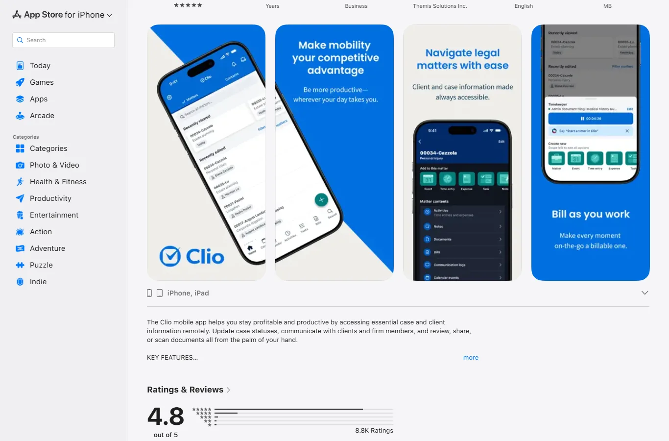 Clio software screenshot