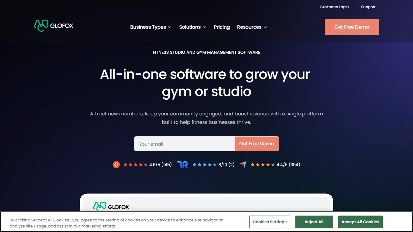 Glofox software screenshot