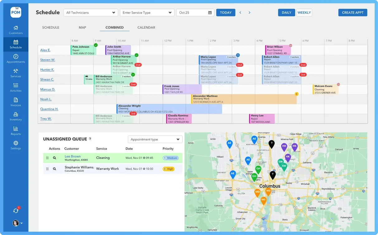 Pool Office Manager software screenshot