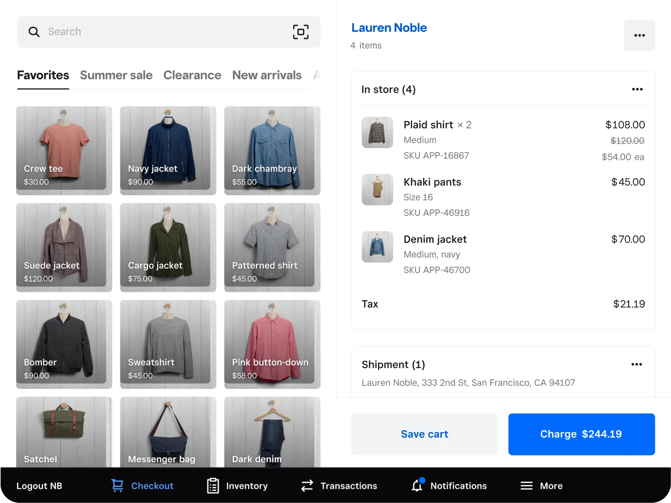 Square for Retail software screenshot